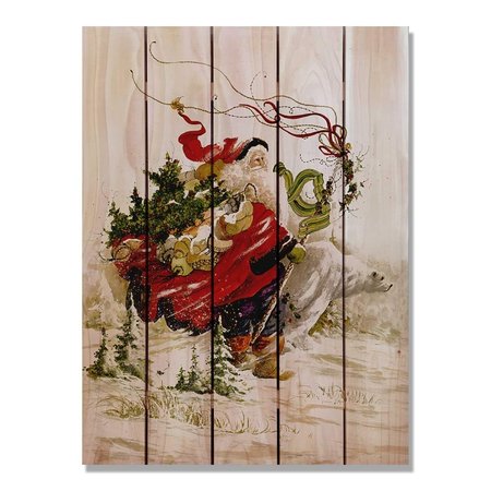 RICKI&APOSS RUGS 28 x 36 in. Abrams Polar Santa Inside & Outside Cedar Wall Art RI890033